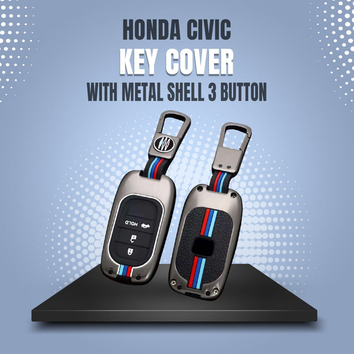 Honda Civic Key Cover With Metal Shell 3 Button - Model 2022-2023