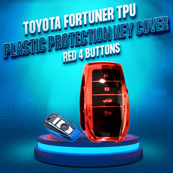 Toyota Fortuner TPU Plastic Protection Key Cover Red 4 Buttons