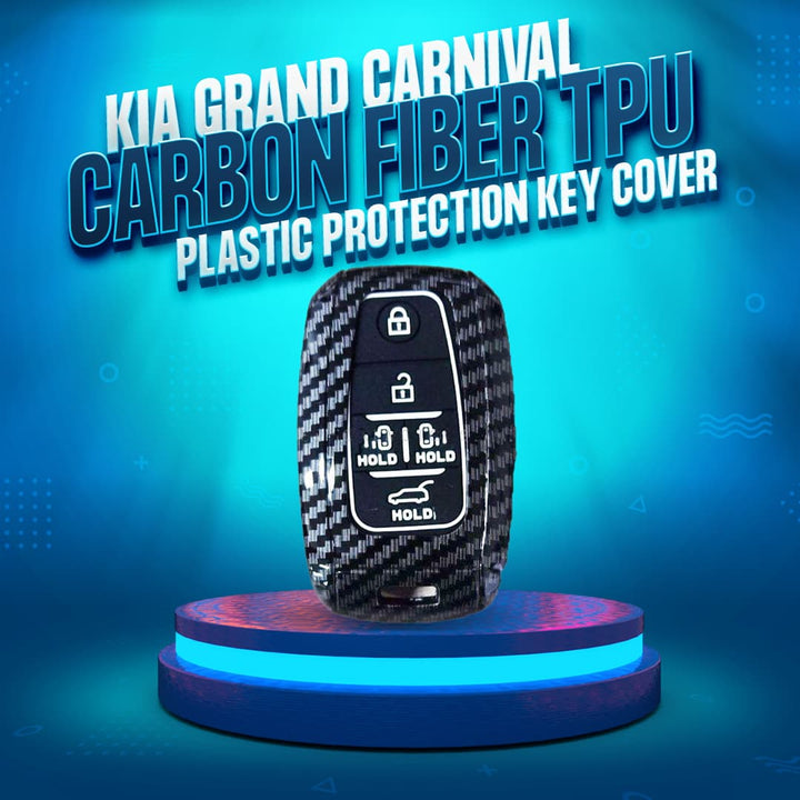 KIA Grand Carnival Plastic Protection Key Cover Carbon Fiber With Black PVC - Model 2019-2024