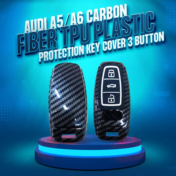 Audi A5/A6 Plastic Protection Key Cover Carbon Fiber With Black PVC 3 Button