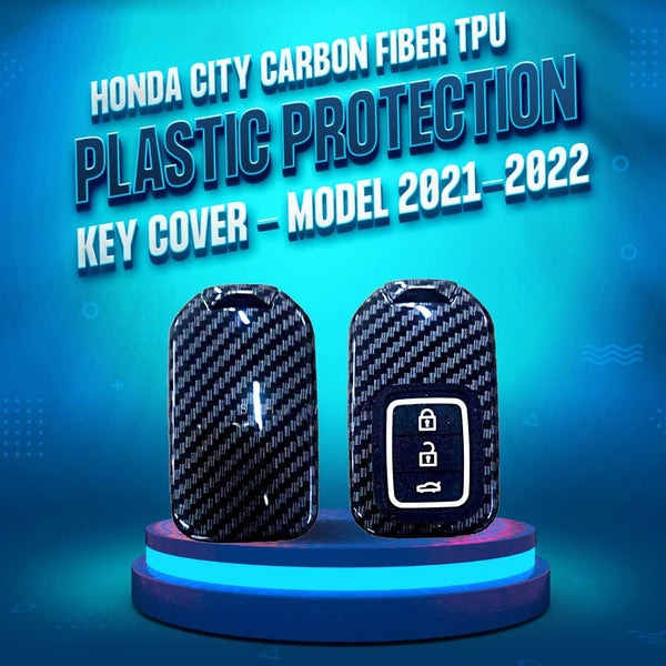 Honda City Plastic Protection Key Cover Carbon Fiber With Black PVC  - Model 2021-2022