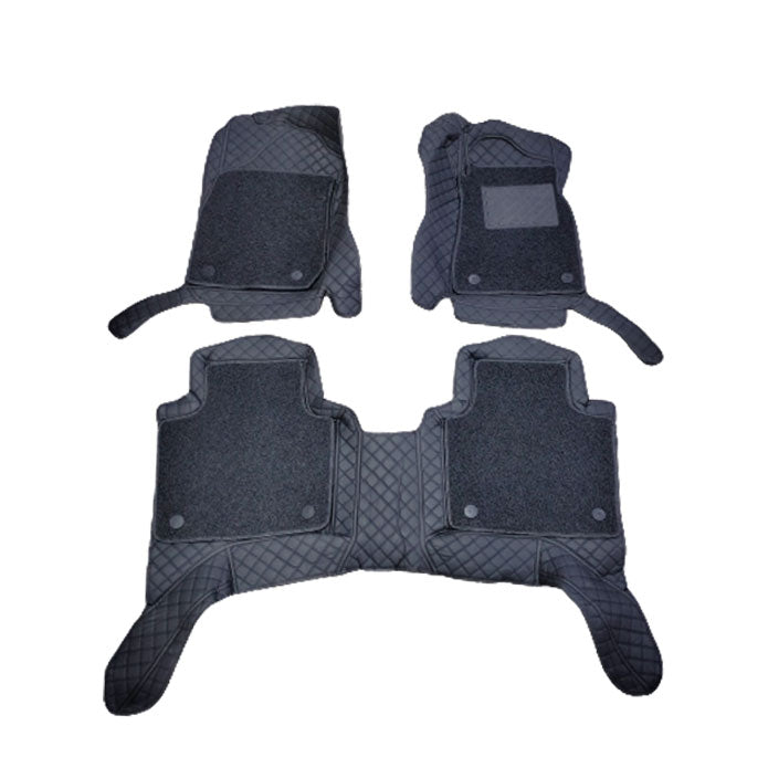 Toyota Hilux Revo/Rocco 9D Floor Mats Mix Thread Black With Black Grass 3 Pcs