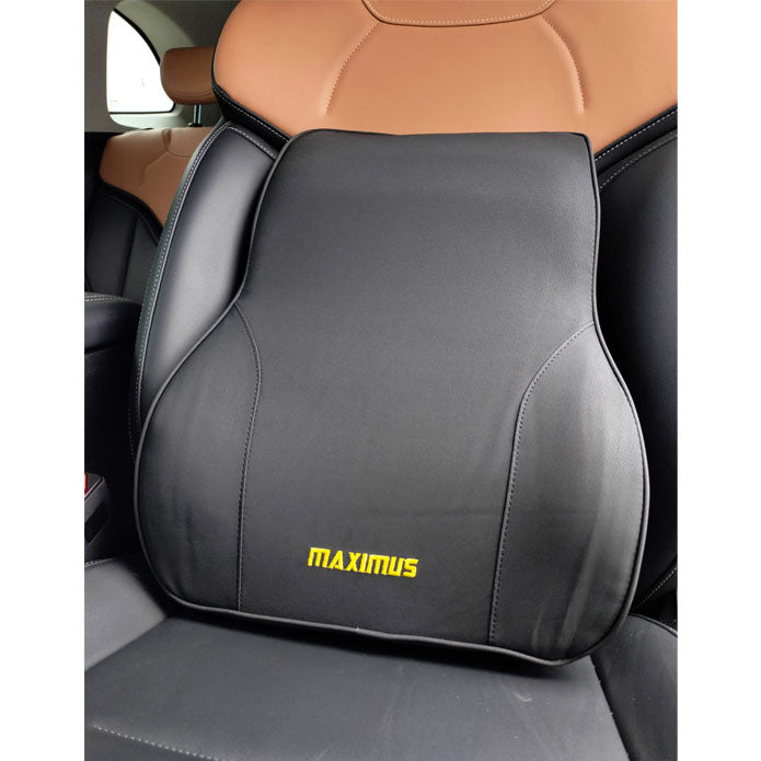 Maximus Leather Back Rest Cushion Black Posture Therapy Lumber