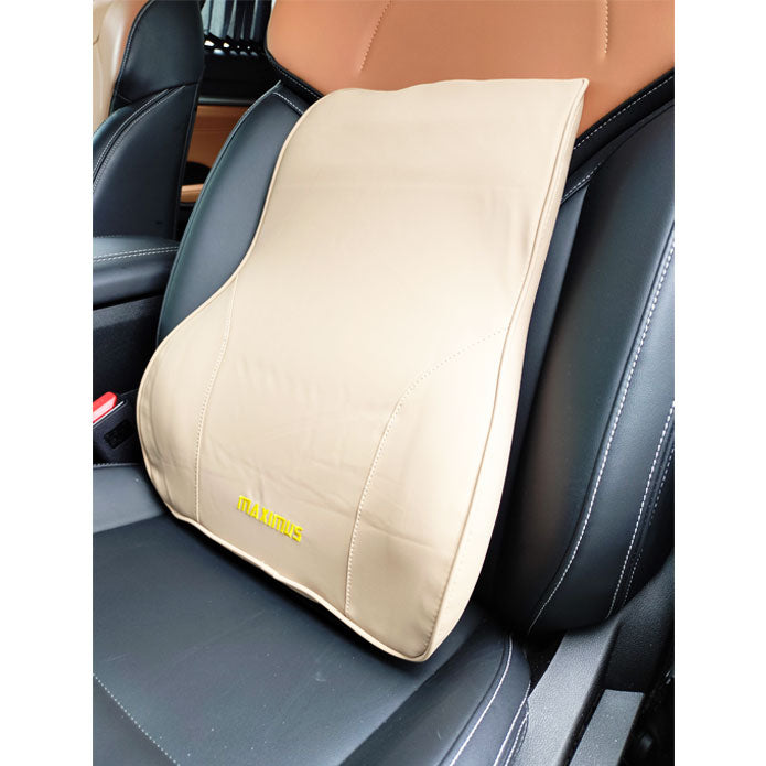 Maximus Leather Back Rest Cushion Beige Posture Therapy Lumber