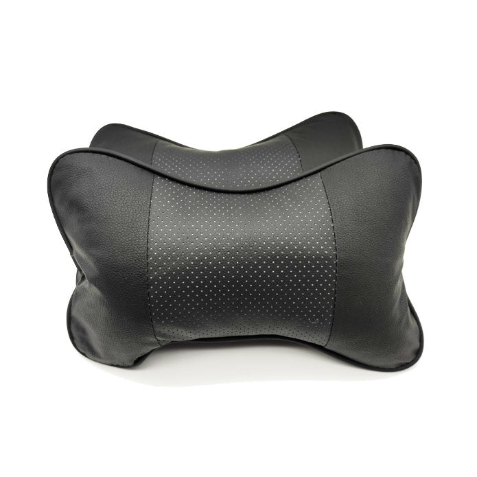 Car Leather Neck Rest Headrest Pillow Cushion Super Soft Memory Foam Black - Pair