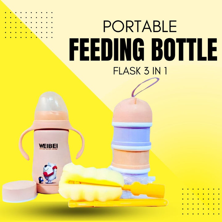 Portable Natural Baby Feeding Bottle Flask 3 in 1