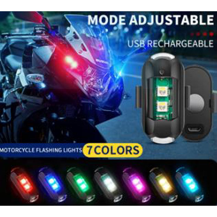 LED Flash Motorcycle Warning Light USB Charging Rechargeable