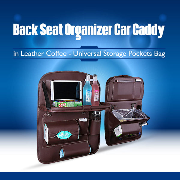 Back Seat Organizer Car Caddy in Leather Coffee