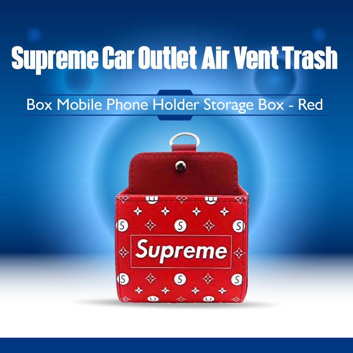 Supreme Car Outlet Air Vent Trash Box Mobile Phone Holder Storage Box - Red