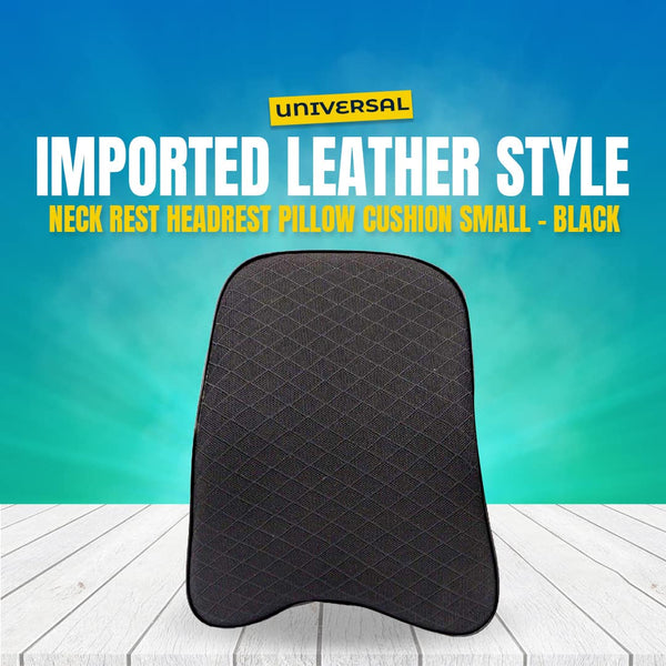 Universal Imported Leather Style Neck Rest Headrest Pillow Cushion Small - Black