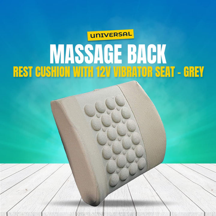 Universal Massage Back Rest Cushion With 12V Vibrator Seat - Grey