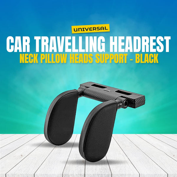 Universal Car Travelling Headrest Neck Pillow Heads Support - Black