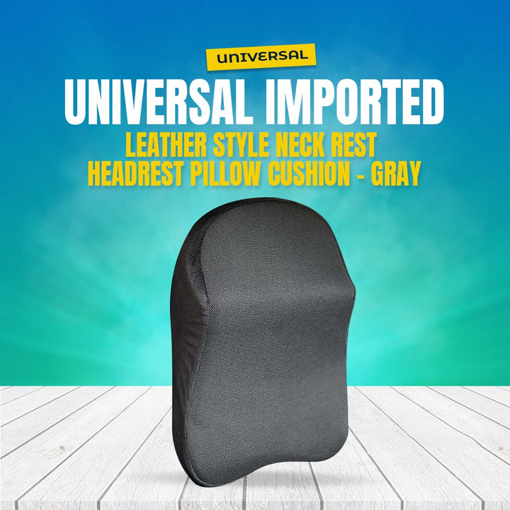 Universal Imported Leather Style Neck Rest Headrest Pillow Cushion - Gray