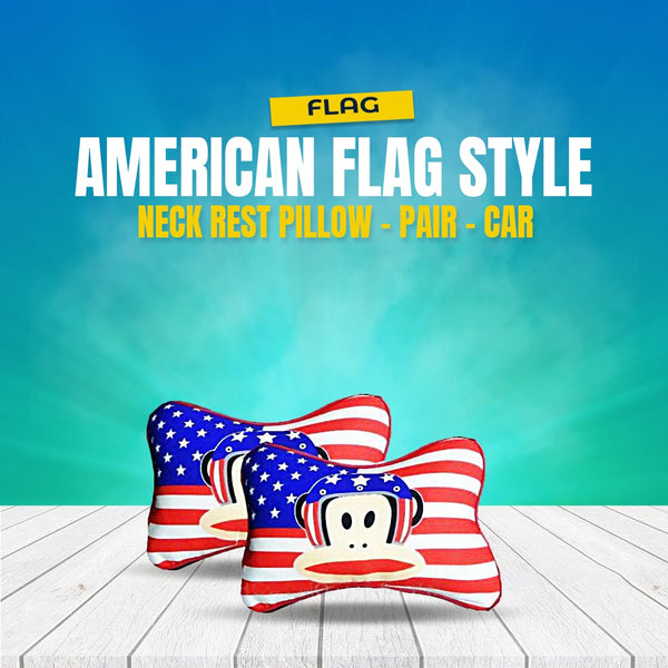 American Flag Style Neck Rest Pillow - Pair