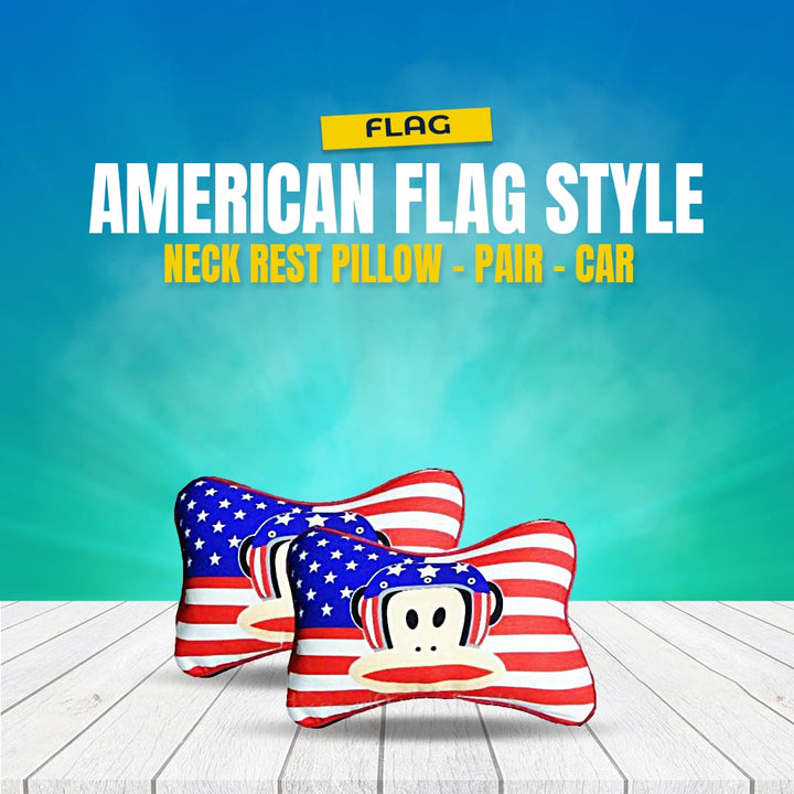 American Flag Style Neck Rest Pillow - Pair