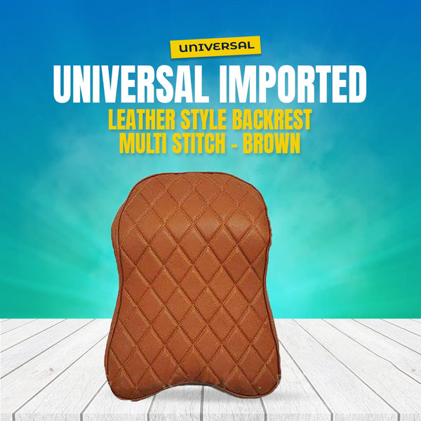 Universal Imported Leather Style Backrest Multi Stitch - Brown