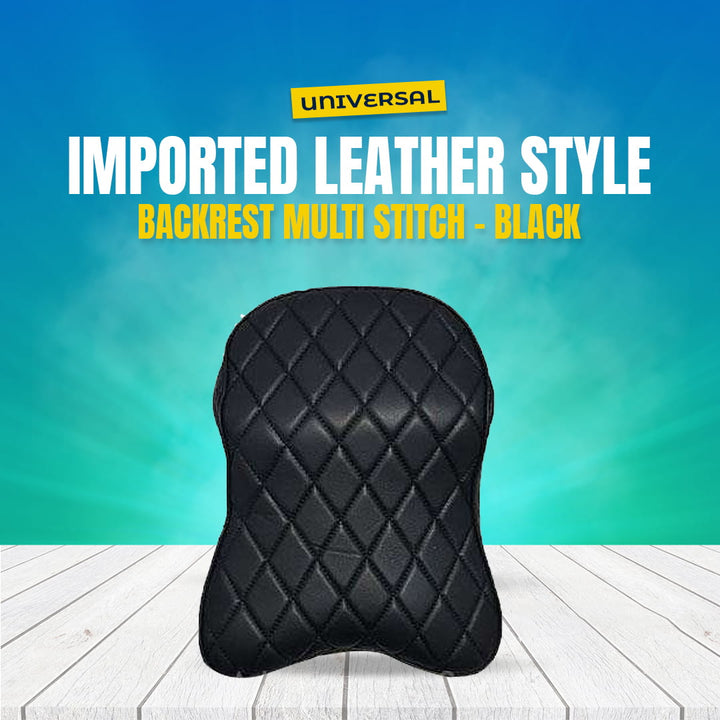 Universal Imported Leather Style Backrest Multi Stitch - Black