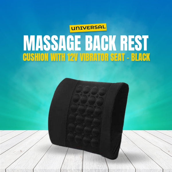 Universal Black Massage Back Rest Cushion with 12V Vibrator Seat
