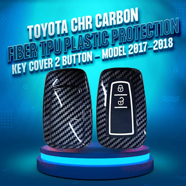 Toyota CHR Plastic Protection Key Cover Carbon Fiber With Black PVC  2 Button - Model 2017-2018
