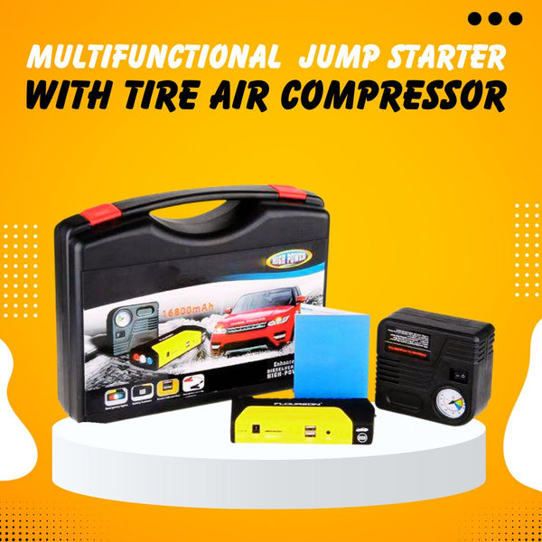 Car Multifunctional Car Battery Jump Starter With Tire Air Compressor