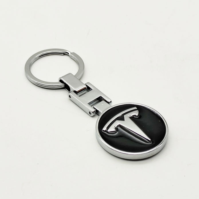 Tesla  Logo Metal Keychain Keyring - Black