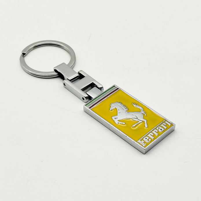 Ferrrari Metal Keychain Keyring - Yellow