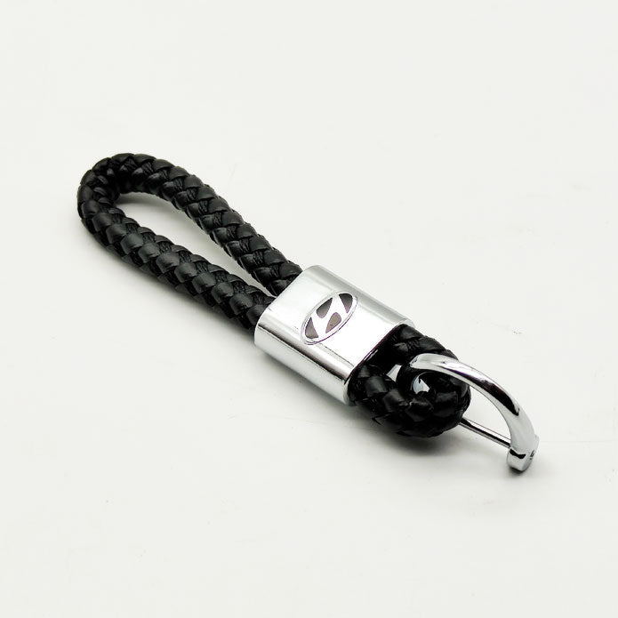 Hyundai Premium Leather Rosary Keychain Keyring - Black