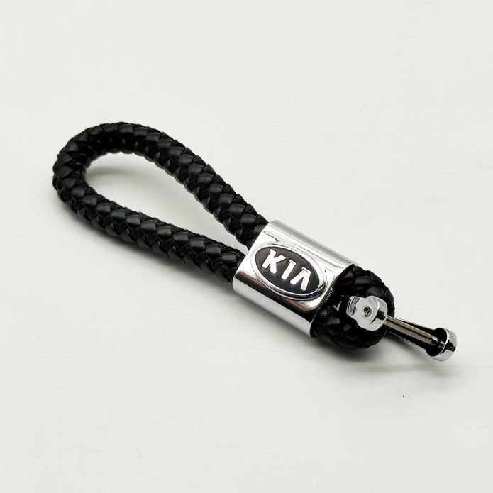 KIA Premium Leather Rosary Keychain Keyring - Black