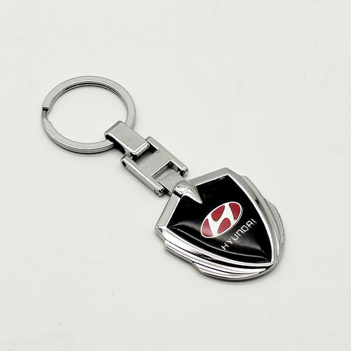 Hyundai Metal Keychain Keyring - Black And Chrome