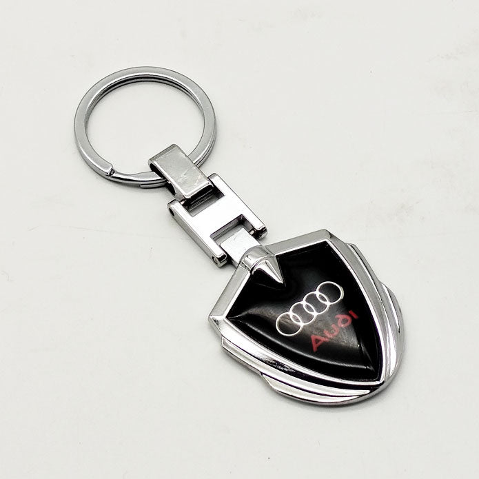 Audi Metal Keychain Keyring - Black And Chrome