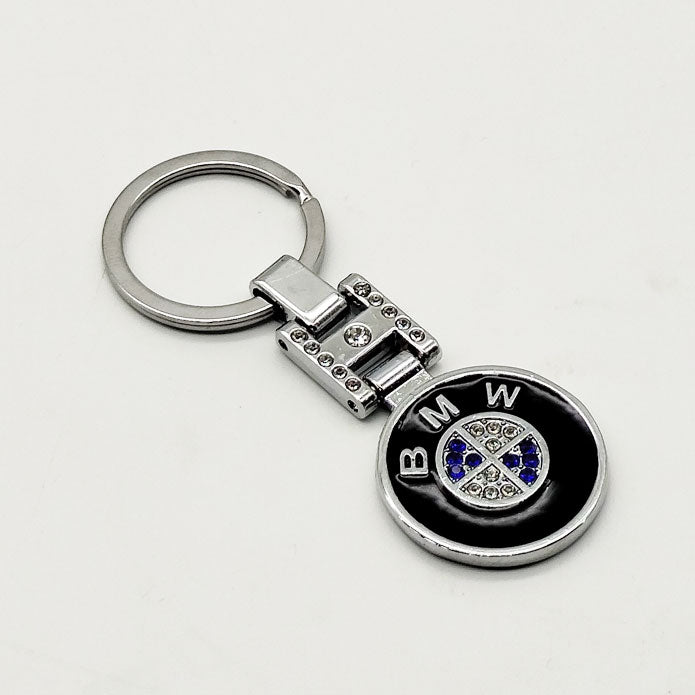 BMW Metal Keychain Keyring Round - Black And Chrome