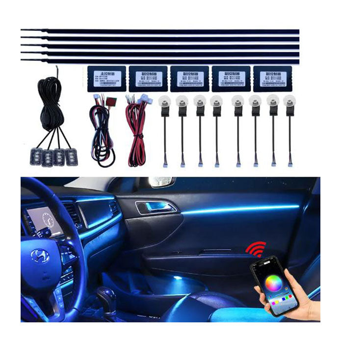 18 in 1 RGB LED Car Interior Ambient Light - 64 Colors
