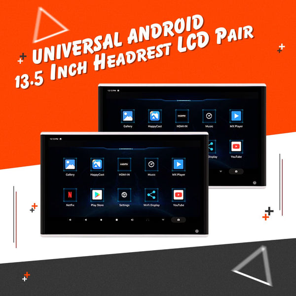 Universal Headrest Android LCD Silver 13.5 Inches  - Pair