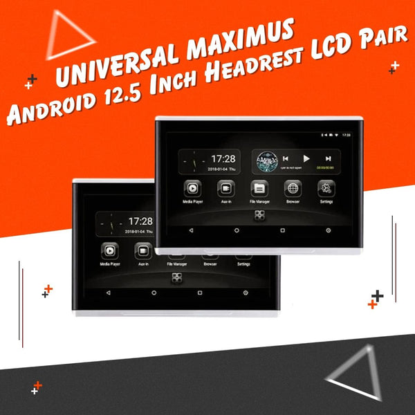 Universal Headrest Android LCD Silver 12.5 Inches - Pair