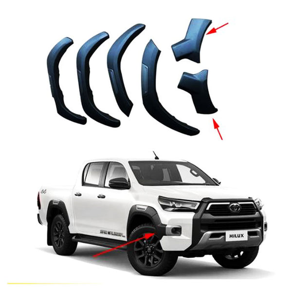 Toyota Hilux Rocco Fender Flares Glossy Black 6 Pcs - Model 2021-2022