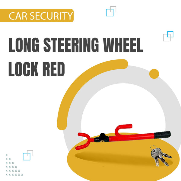 Car Security Long Steering Wheel Lock Red
