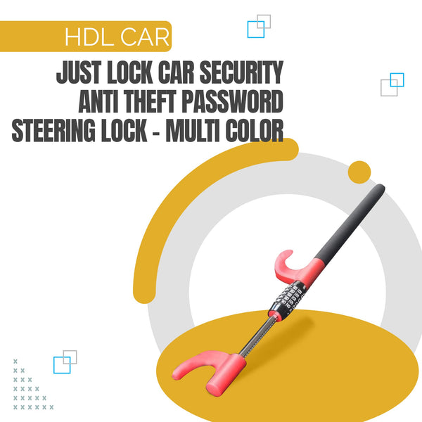 Just Lock Car Security Anti Theft Password Steering Lock - Multi Color