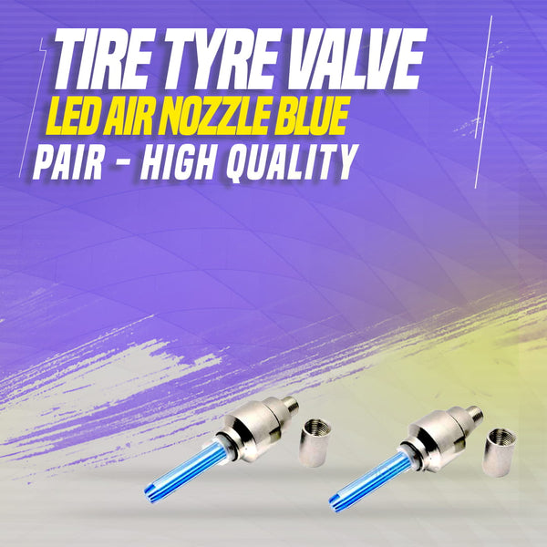 Tire Tyre Valve LED Air Nozzle Blue - Pair