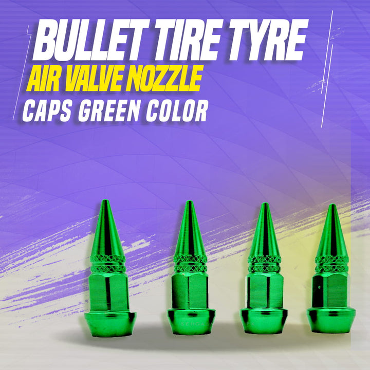 Bullet Tire Tyre Air Valve Nozzle Caps green Color