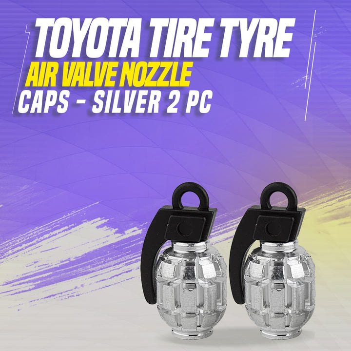 Grenade Tire Tyre Air Valve Nozzle Caps - Silver 2 PC