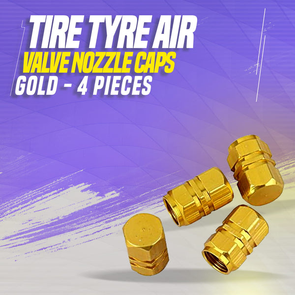 Tire Tyre Air Valve Nozzle Caps Gold - 4 Pieces