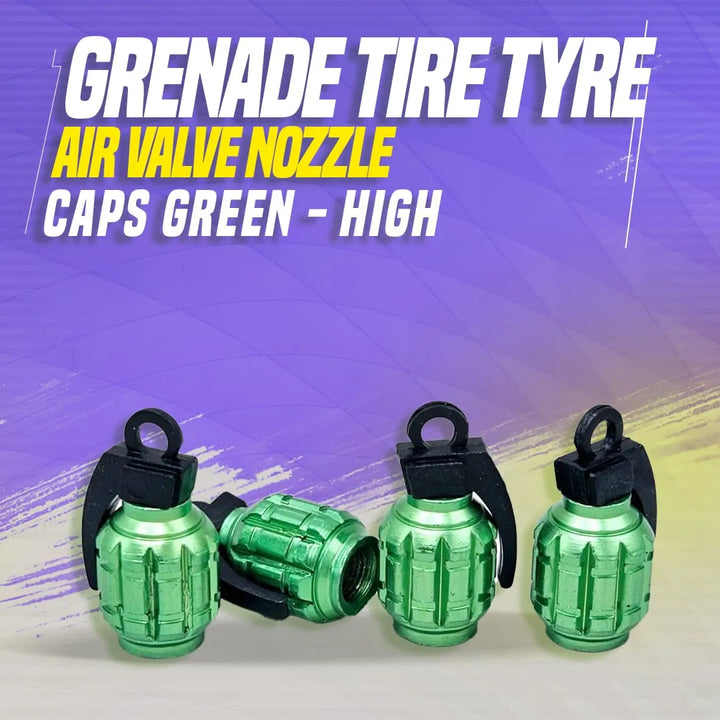 Grenade Tire Tyre Air Valve Nozzle Caps Green