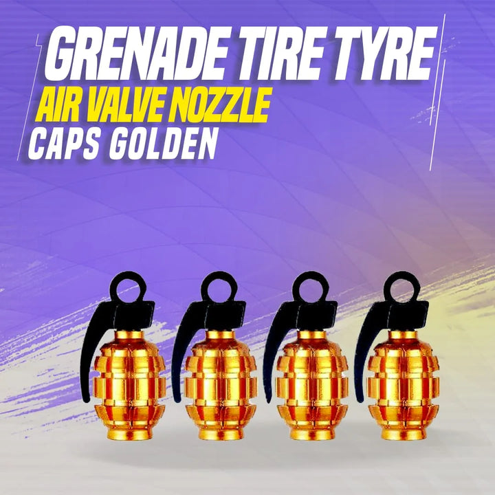 Grenade Tire Tyre Air Valve Nozzle Caps Golden