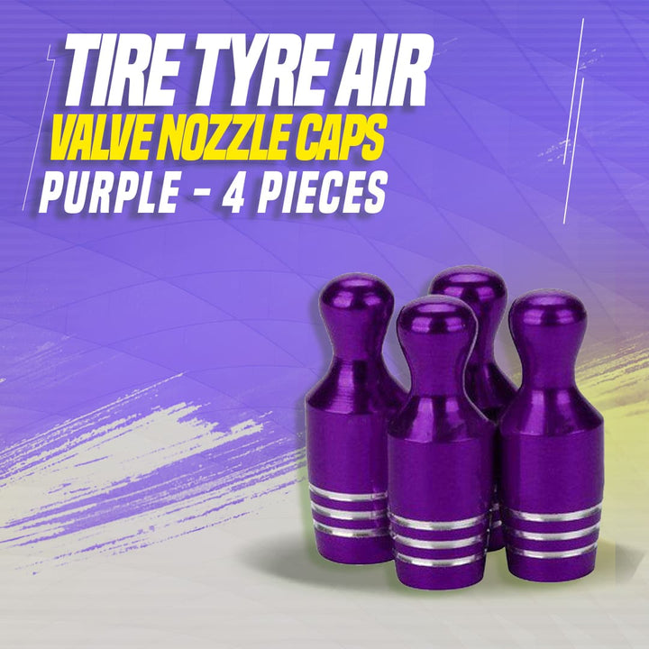 Tire Tyre Air Valve Nozzle Caps Purple - 4 Pieces