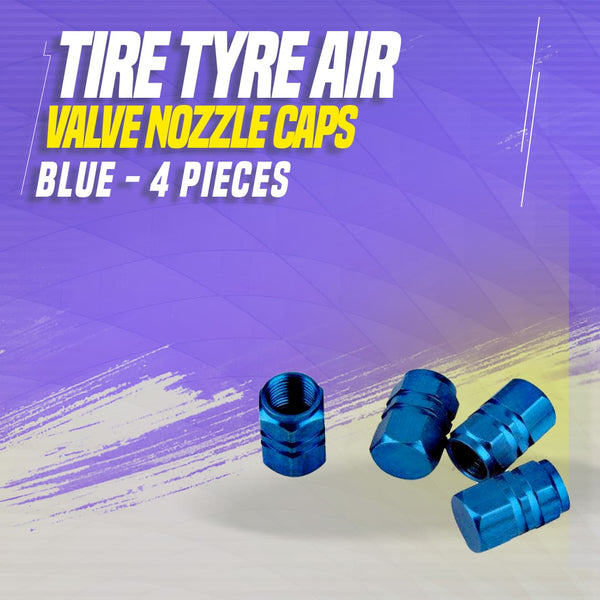 Tire Tyre Air Valve Nozzle Caps Blue - 4 Pieces