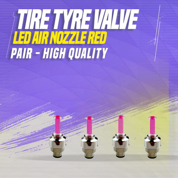 Tire Tyre Valve LED Air Nozzle Red - Pair