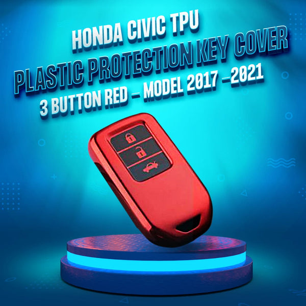 Honda Civic TPU Plastic Protection Key Cover 3 Button Red - Model 2017-2021