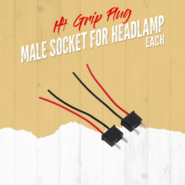 H4 Grip Plug Male Socket For Headlamp HID - Each