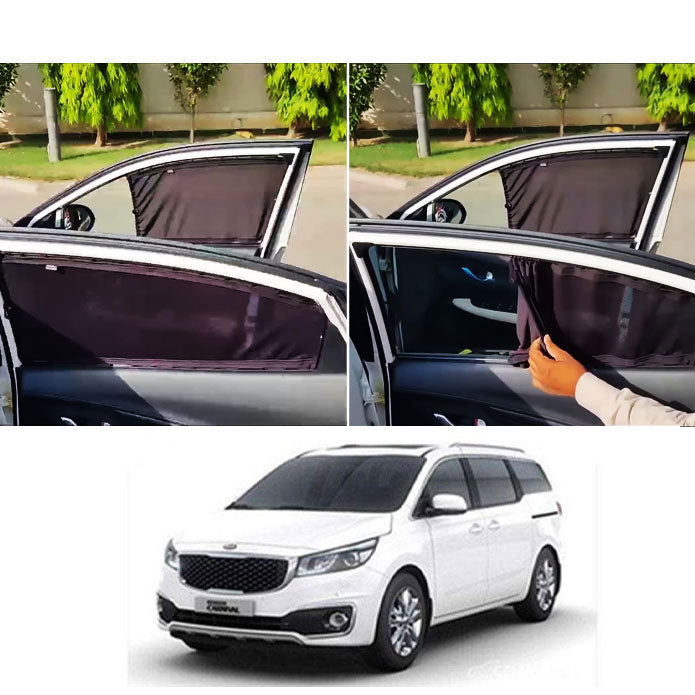 KIA Grand Carnival Retractable Curtains Custom Fit Sunshades 4 Doors - Model 2019-2022