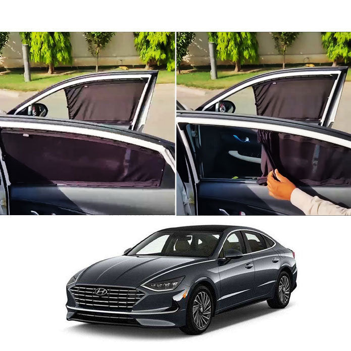 Hyundai Sonata Retractable Curtains Custom Fit Sunshades Front Side 2 Pcs - Model 2021-2024